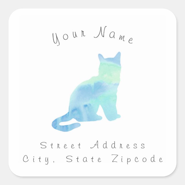 Sticker Carré Aqua Blue Kitty (Devant)