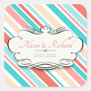 Sticker Carré Aqua & Coral