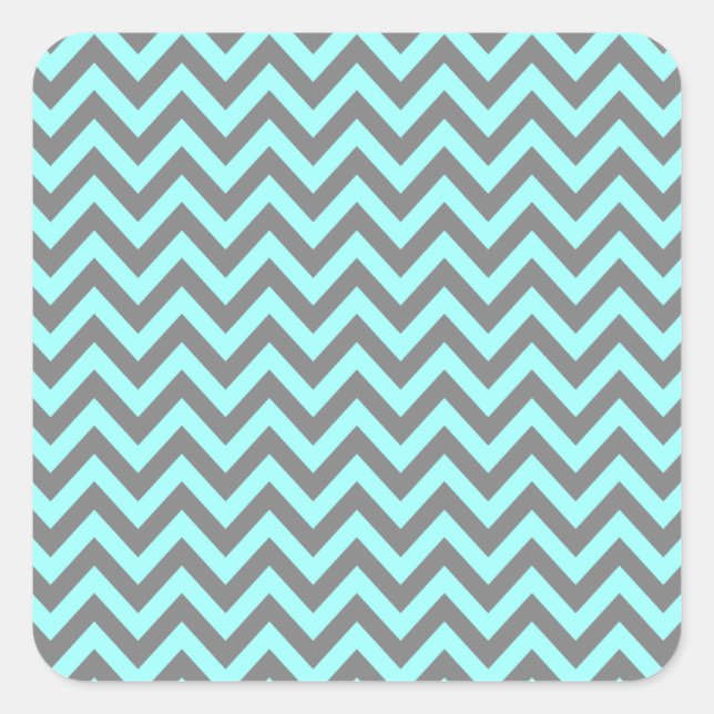 Sticker Carré Aqua et Grey Zigzag 2 (Devant)