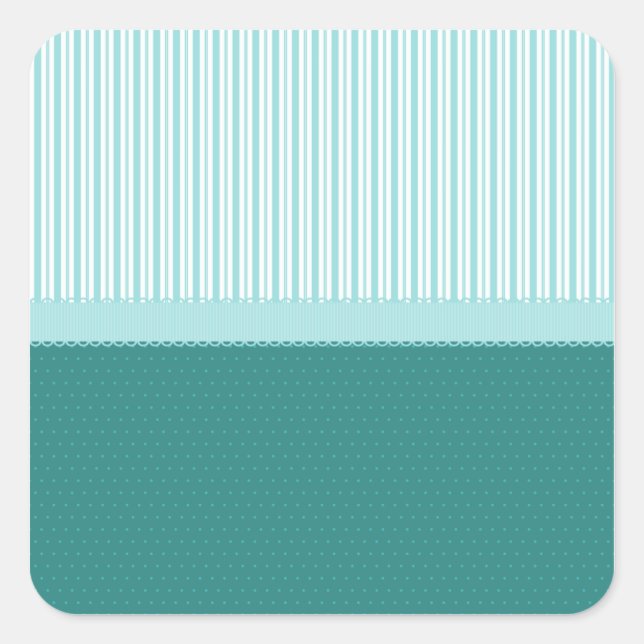 Sticker Carré Aqua Turquoise Turquoise Blue Stripes Pois (Devant)