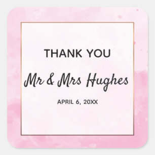 Sticker Carré Aquarelle arrière - plan mariage romantique merci