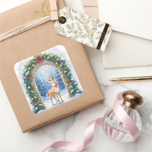 Sticker Carré Aquarelle Azawakh Neigeux Arche de Pierre Noël