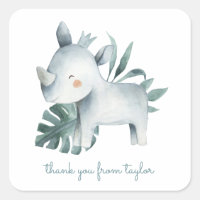 Aquarelle Bébé Rhinoceros Merci d'anniversaire