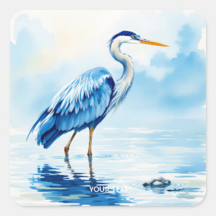 Sticker Carré Aquarelle bleu Imaginaire