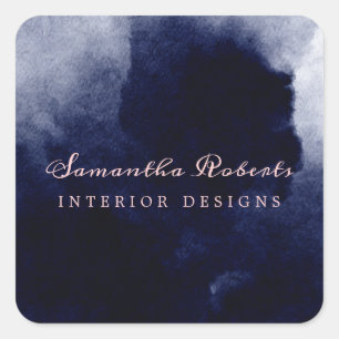 Sticker Carré Aquarelle bleu marine chic rose Abstrait