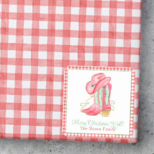 Sticker Carré Aquarelle Botte de Noël Monogramme Crest Photo