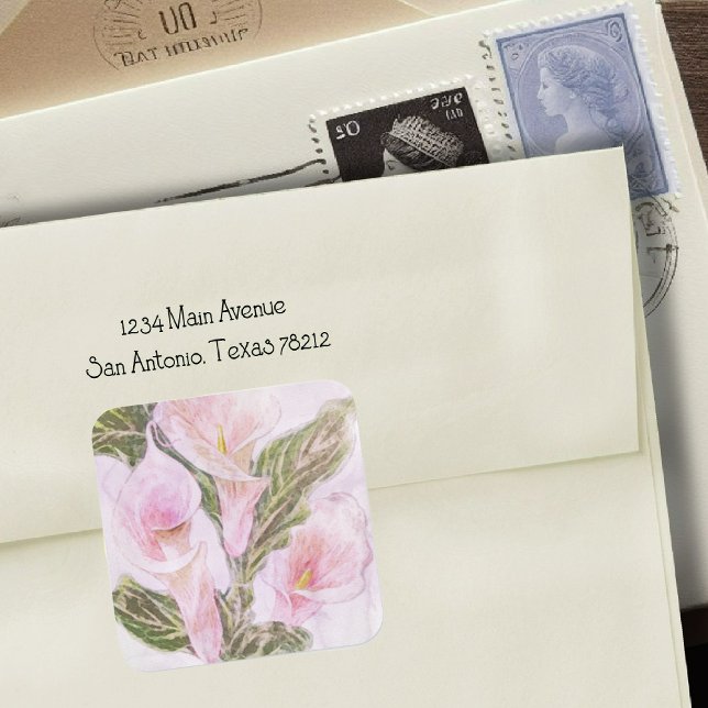 Sticker Carré Aquarelle Calla Lillies (Créateur téléchargé)