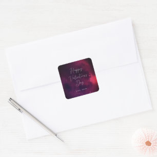 Sticker Carré Aquarelle Coeurs Valentine