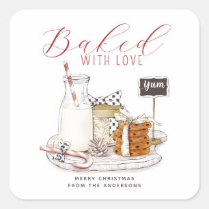 Sticker Carré Aquarelle Cuite Avec Boulangerie De Vacances Amour