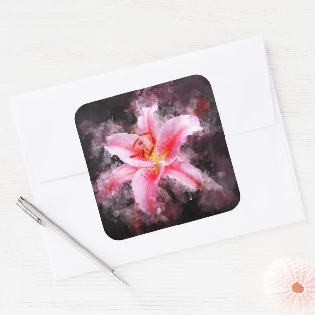 Sticker Carré Aquarelle de fleur de Stargazer - bb 01 (Enveloppe)