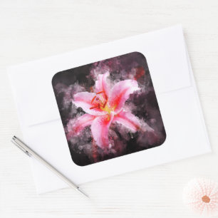 Sticker Carré Aquarelle de fleur de Stargazer - bb 01