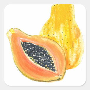 Sticker Carré Aquarelle de Papaya
