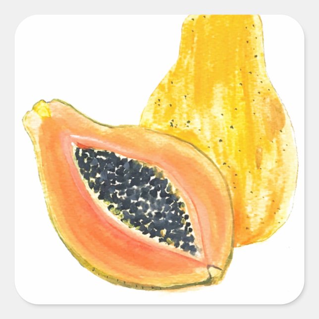 Sticker Carré Aquarelle de Papaya (Devant)