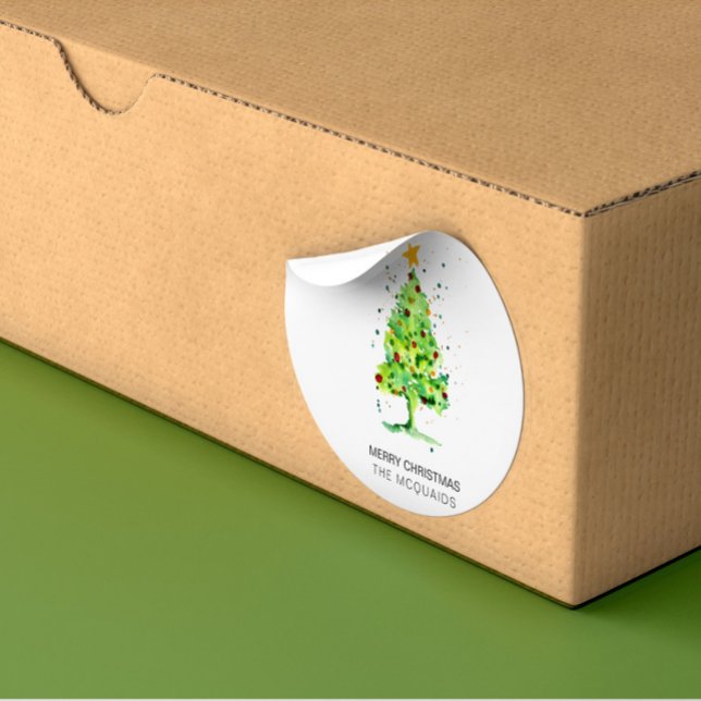 Sticker Carré Aquarelle Festive de Noël (Créateur téléchargé)