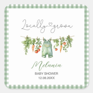 Sticker Carré    Aquarelle Fête de naissance bébé localement Pap