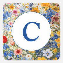 Aquarelle Fleur sauvage d'été Monogramme