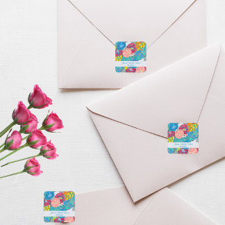 Sticker Carré Aquarelle florale Fête des mariées Vintage Art déc