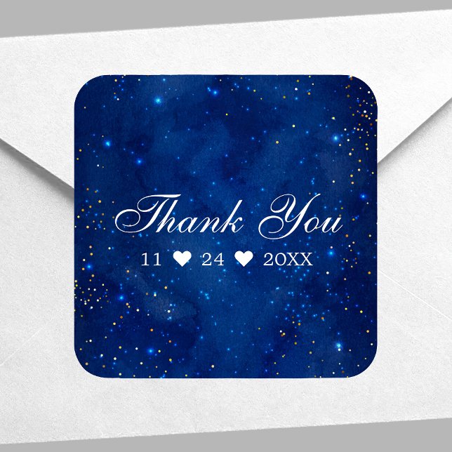 Sticker Carré Aquarelle Galaxy Étoiles cosmiques Étoiles Merci é (Créateur téléchargé)
