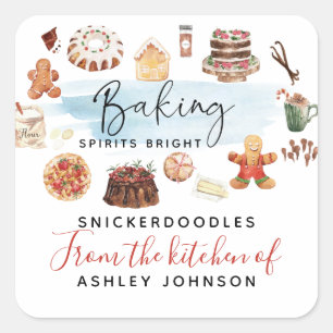 Sticker Carré Aquarelle Illustrée Baking Spirits