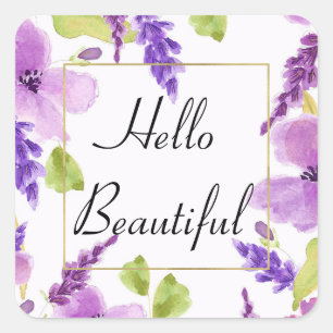 Sticker Carré Aquarelle jolie violette Florale