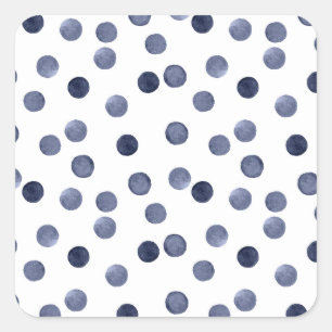 Sticker Carré Aquarelle marine cercles pois main pointé sur la
