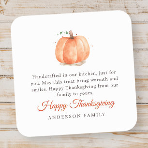 Sticker Carré Aquarelle moderne Citrouille d'automne Thanksgivin