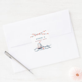 Sticker Carré Aquarelle Nautique Anniversaire Monogramme
