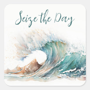 Sticker Carré Aquarelle Ocean Wave avec devis