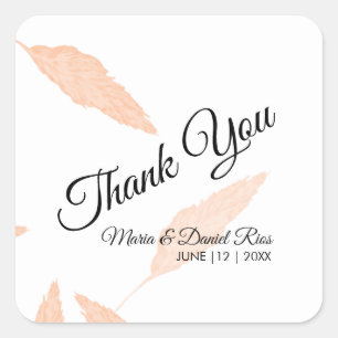 Sticker Carré Aquarelle Pampas Feuille Silhouette Mariage