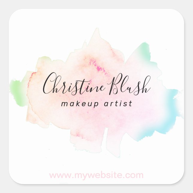 Sticker Carré Aquarelle Pastel couleur simple Splash MUA (Devant)