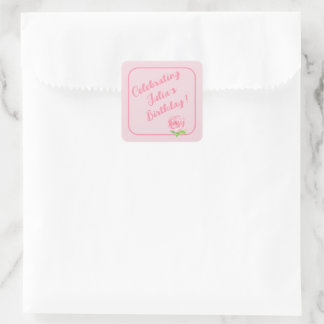 Sticker Carré Aquarelle peinte à la main Rose JEUX ANNIVERSAIRE