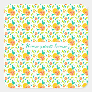 Sticker Carré Aquarelle personnalisée Oranges sucrées Motif