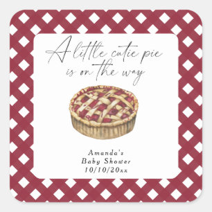 Sticker Carré Aquarelle petit baby shower à tarte