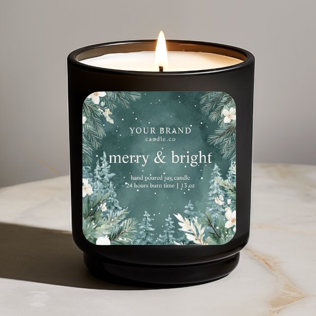 Sticker Carré "Aquarelle Pine verte (Créateur téléchargé)