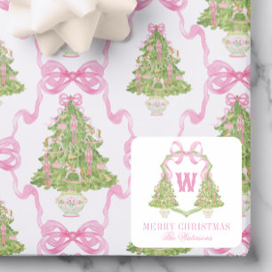 Sticker Carré Aquarelle Pink Nutcracker Monogram Crest