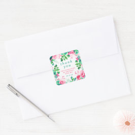 Sticker Carré Aquarelle printanière Floral Merci d'anniversaire