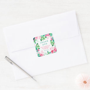 Sticker Carré Aquarelle printanière Floral Merci d'anniversaire