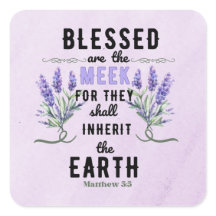 Aquarelle rétro Matthew 5:5 Lavender