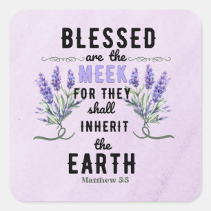 Sticker Carré Aquarelle rétro Matthew 5:5 Lavender