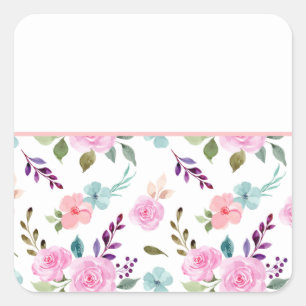 Sticker Carré Aquarelle rose