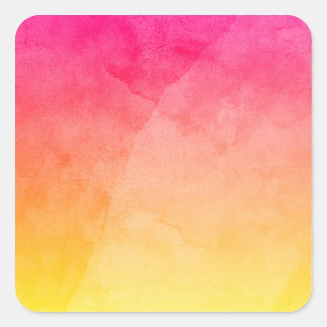 Sticker Carré Aquarelle rose à jaune (Devant)