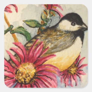 Sticker Carré Aquarelle rose pâle du pouce