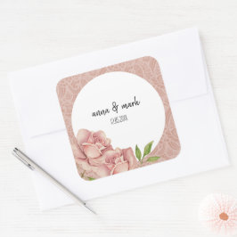 Sticker Carré Aquarelle Rose violette douce