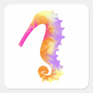 Sticker Carré Aquarelle Seahorse