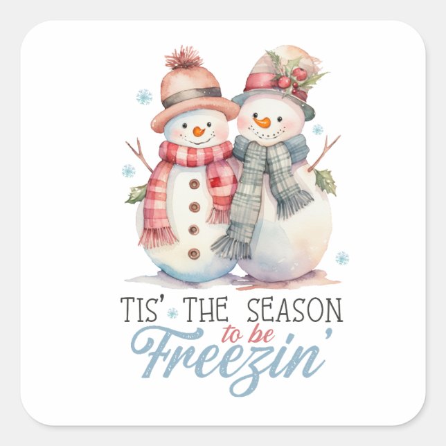 Sticker Carré Aquarelle Snowman (Devant)