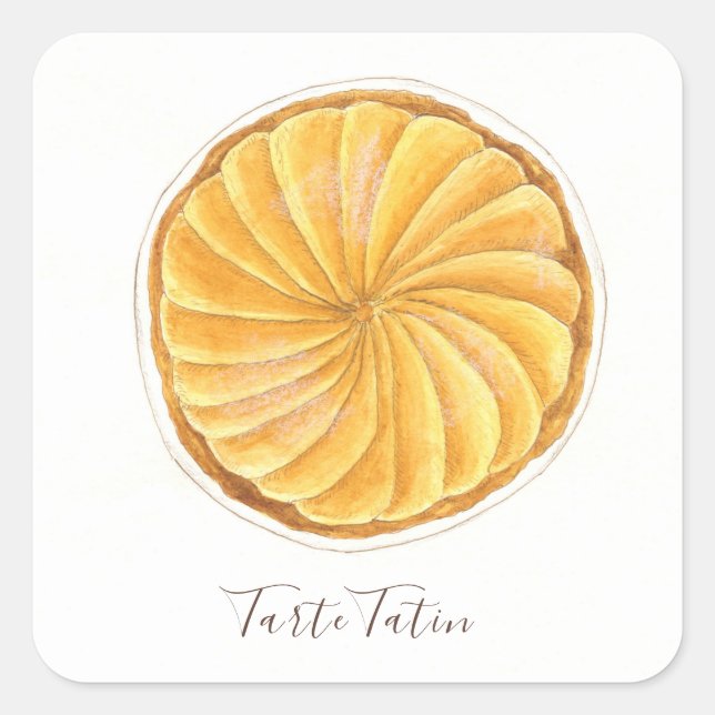 Sticker Carré Aquarelle Tarte Tatin (Devant)