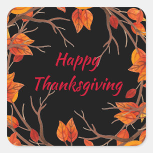 Sticker Carré Aquarelle Thanksgiving Leviers