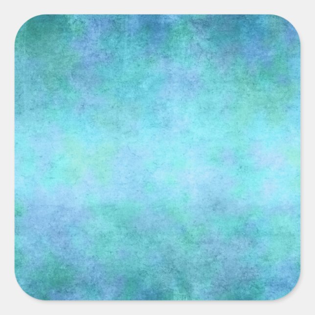 Sticker Carré Aquarelle turquoise bleue, violette, aqua et viole (Devant)