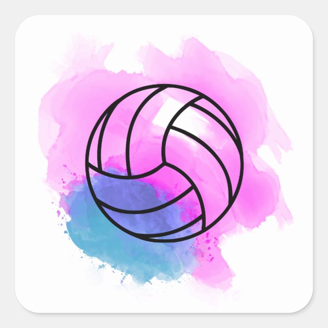 Sticker Carré Aquarelle volleyball (Devant)