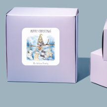 Aquarelle Winter Lady Gnome Joyeux Noël